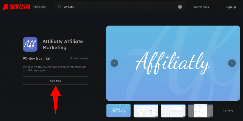 Affiliatly in shoplazza app store