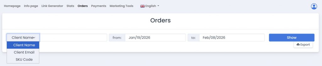 affiliate new search