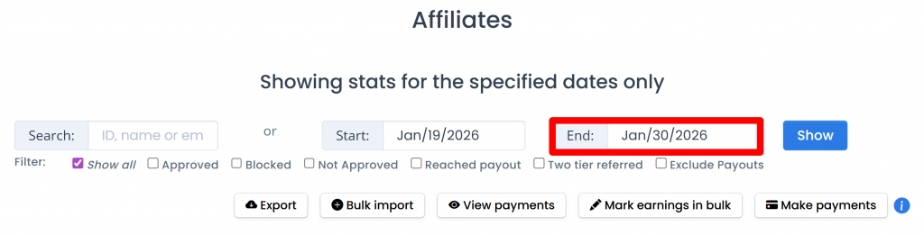 affiliates end date