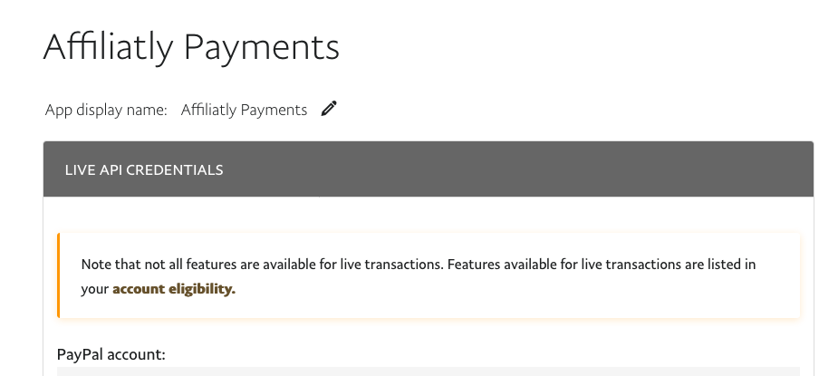 Paypal Standard Live Api Credentials